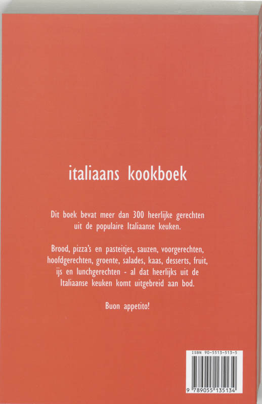 Achterkant van Italiaans kookboek