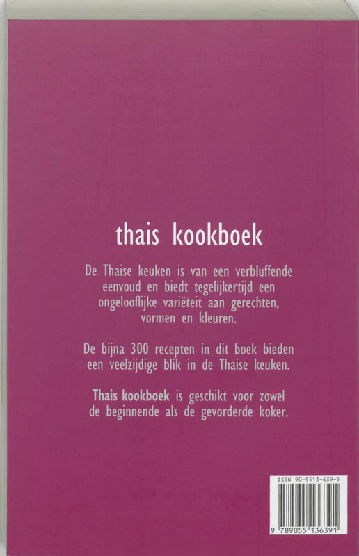 Achterkant van Thais kookboek