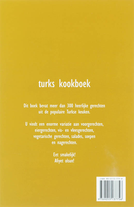 Achterkant van Turks kookboek