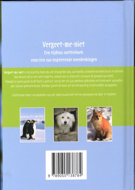 Achterkant van Vergeet me niet dagboek