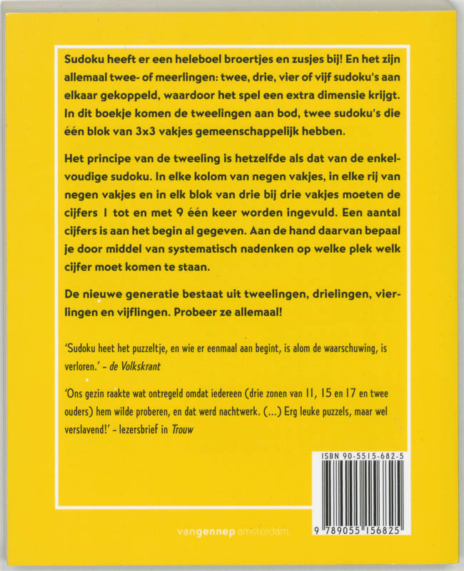 Achterkant van Sudoku Tweeling