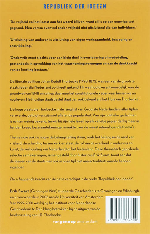 Achterkant van De scheppende kracht van de natie