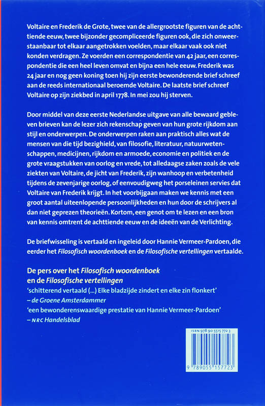 Achterkant van Briefwisseling met Frederik de Grote 1736-1778