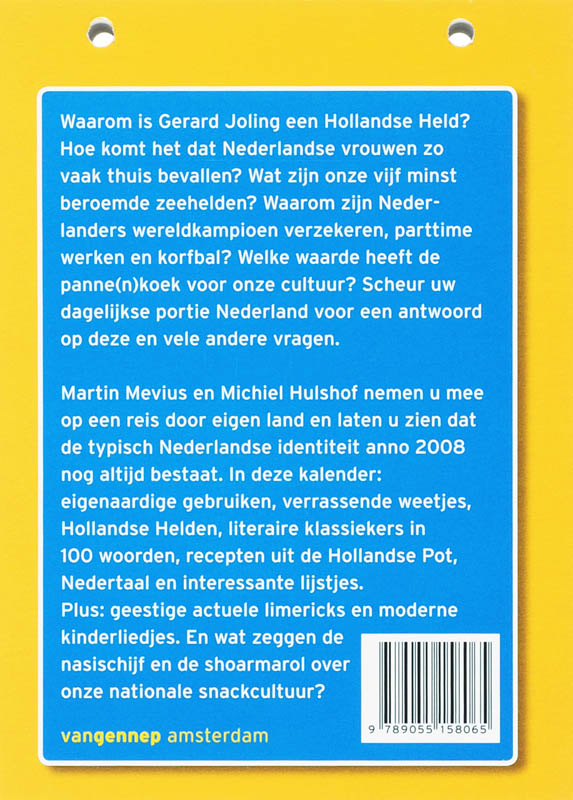 Achterkant van NL2008 Scheurkalender