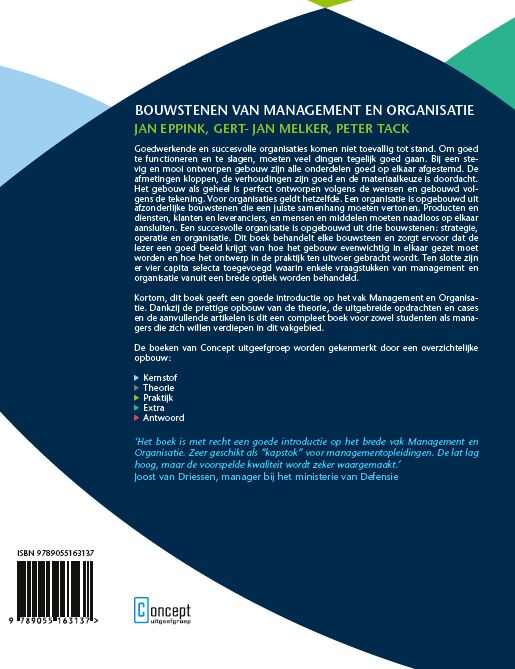 Achterkant van Bouwstenen van management en organisatie