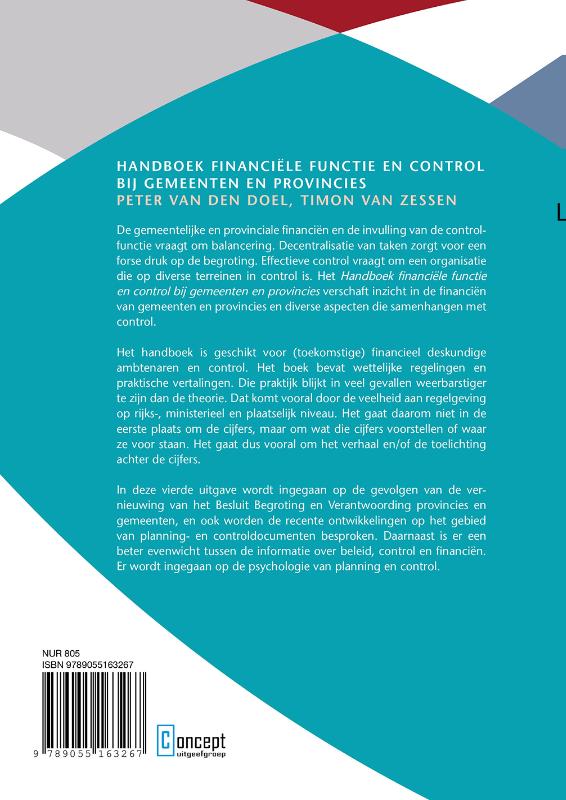 Achterkant van Handboek financiële functie en control bij gemeenten en provincies