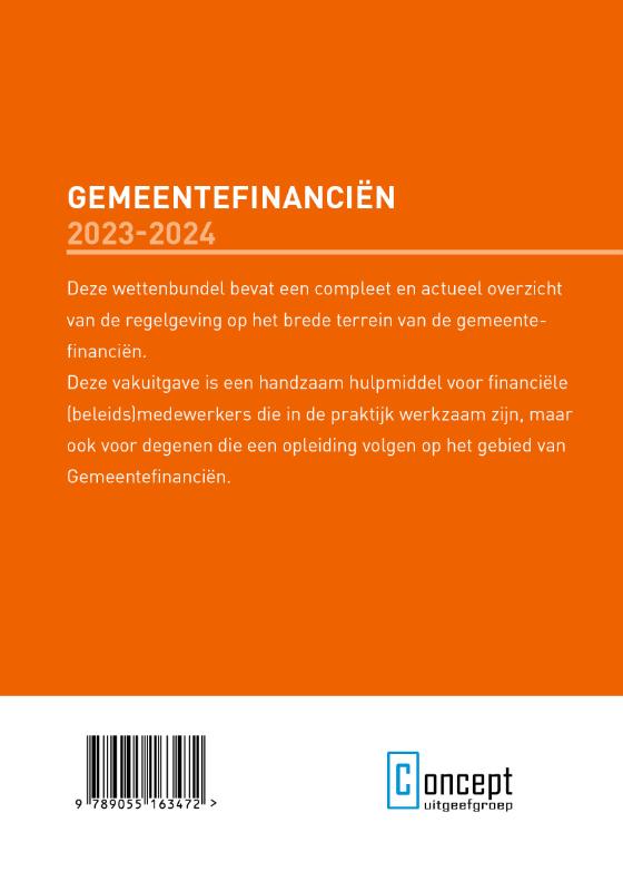 Achterkant van Gemeentefinanciën 2023-2024