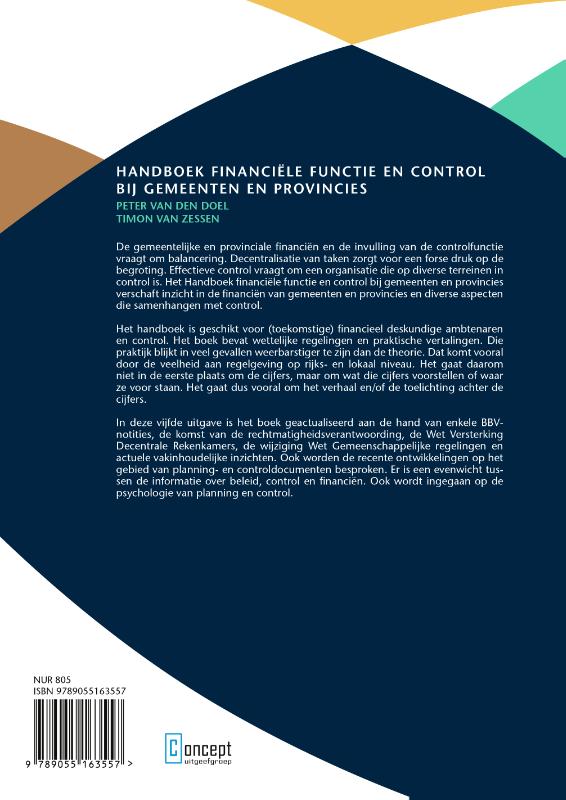 Achterkant van Handboek financiële functie en control bij gemeenten en provincies