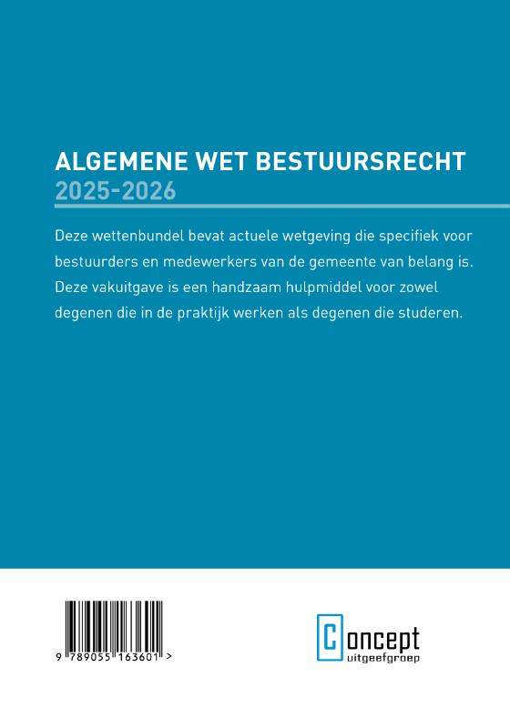 Achterkant van Algemene Wet Bestuursrecht 2025-2026