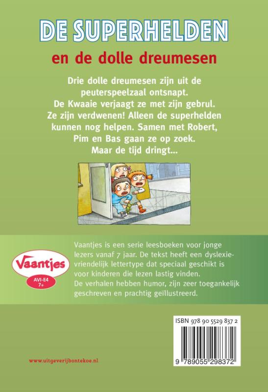 Achterkant van De superhelden en de dolle dreumesen