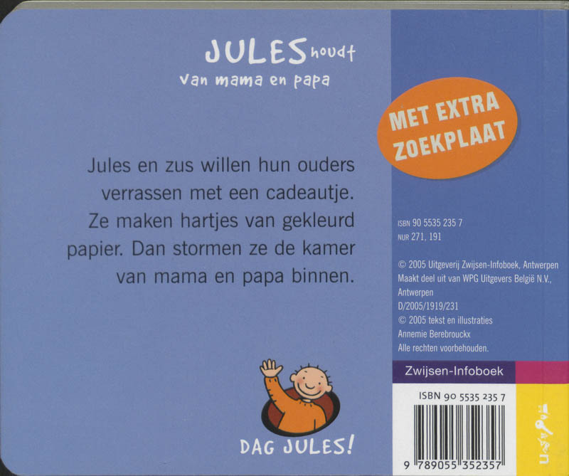 Achterkant van Jules houdt van mama en papa