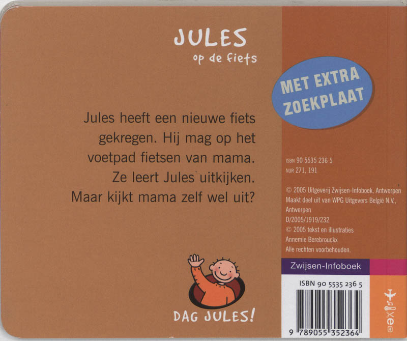 Achterkant van Jules op de fiets