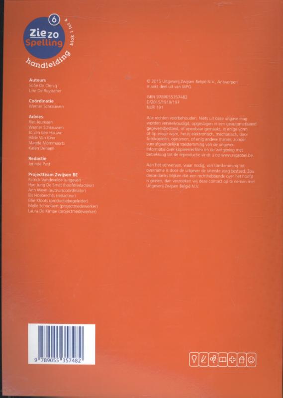 Achterkant van 6 Handleiding blok 1 tot 4