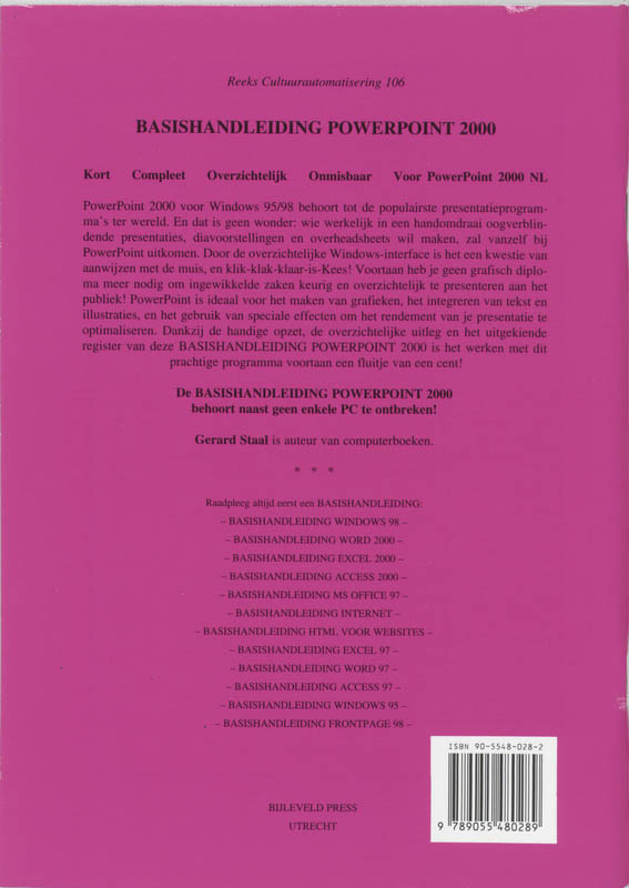 Achterkant van Basishandleiding PowerPoint 2000