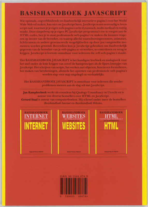 Achterkant van Basishandboek JavaScript