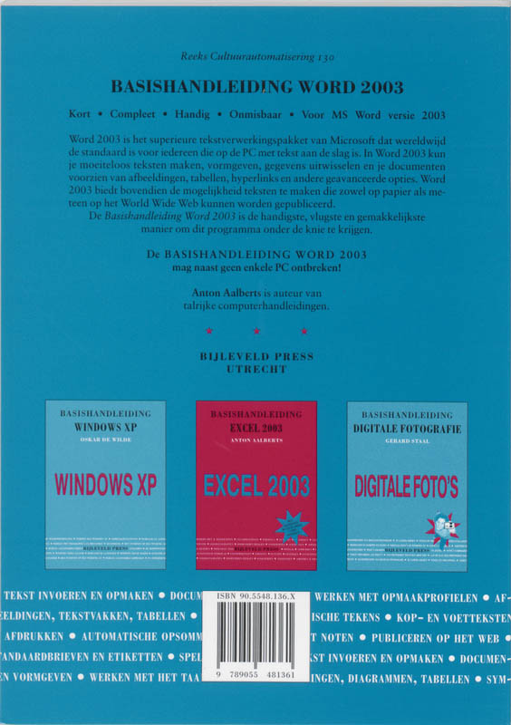 Achterkant van Basishandleiding Word 2003