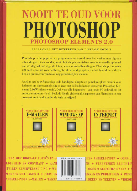 Achterkant van Nooit te oud voor Photoshop Elements 2.0