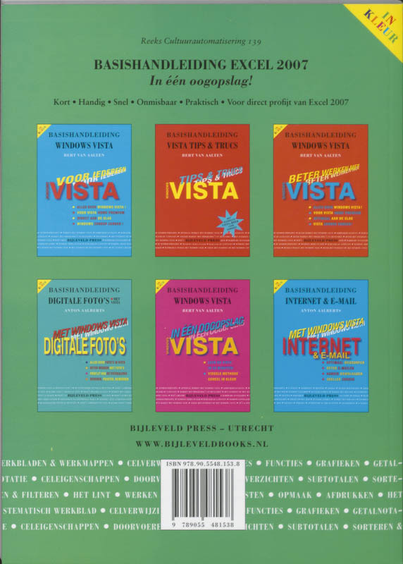 Achterkant van Basishandleiding Excel 2007 in een oogopslag