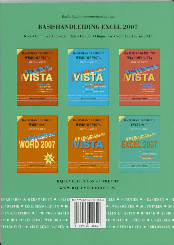 Achterkant van Basishandleiding Excel 2007