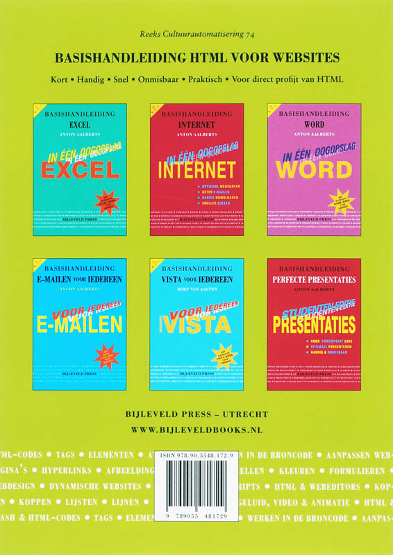 Achterkant van Basishandleiding HTML voor websites
