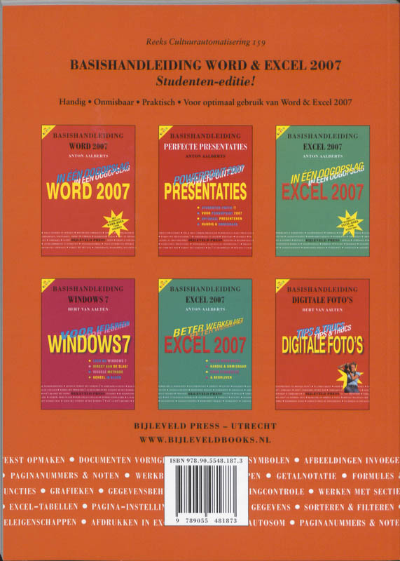 Achterkant van Basishandleiding Word & Excel 2007