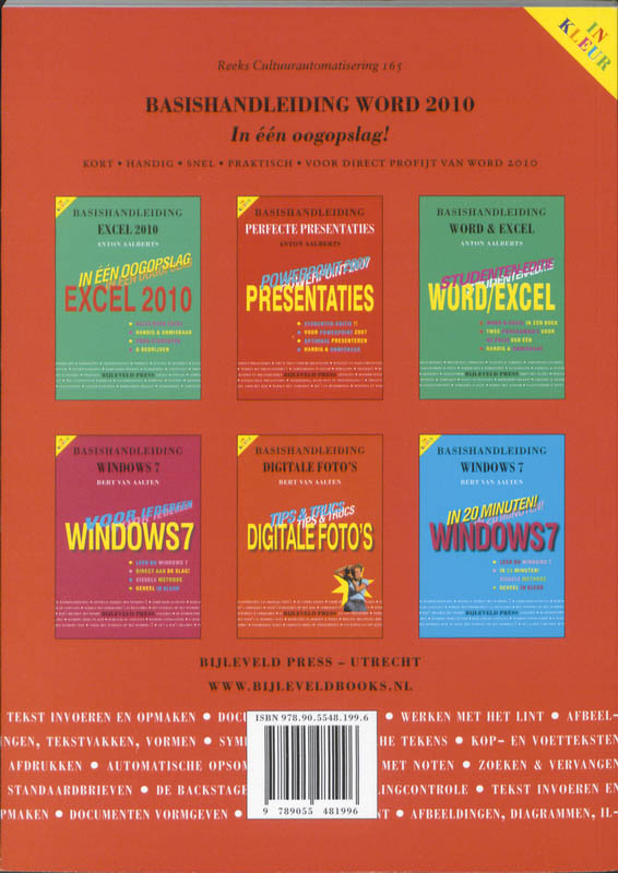 Achterkant van Basishandleiding Word 2010