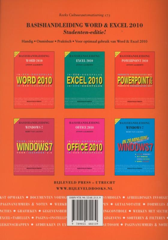 Achterkant van Basishandleiding Word & Excel 2010