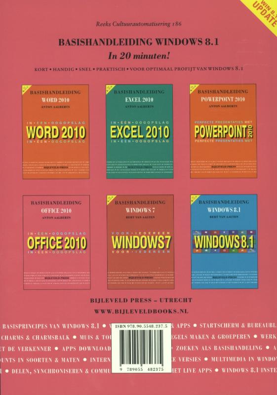 Achterkant van Basishandleiding Windows 8.1