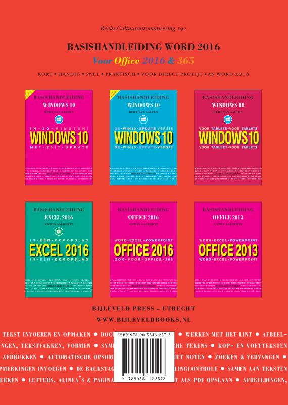 Achterkant van Basishandleiding Word 2016