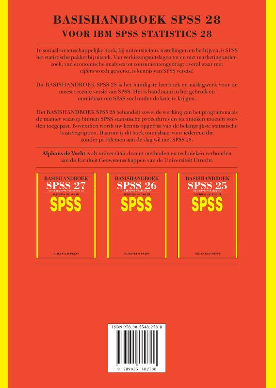 Achterkant van Basishandboek SPSS 28