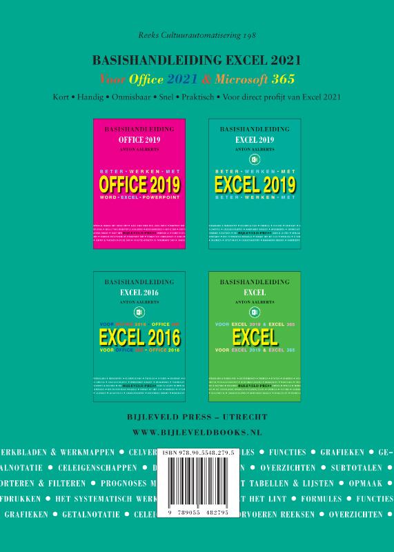 Achterkant van Basishandleiding Excel 2021