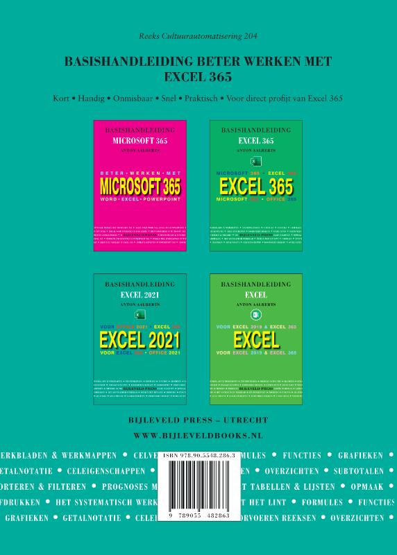 Achterkant van Basishandleiding beter werken met Excel 365