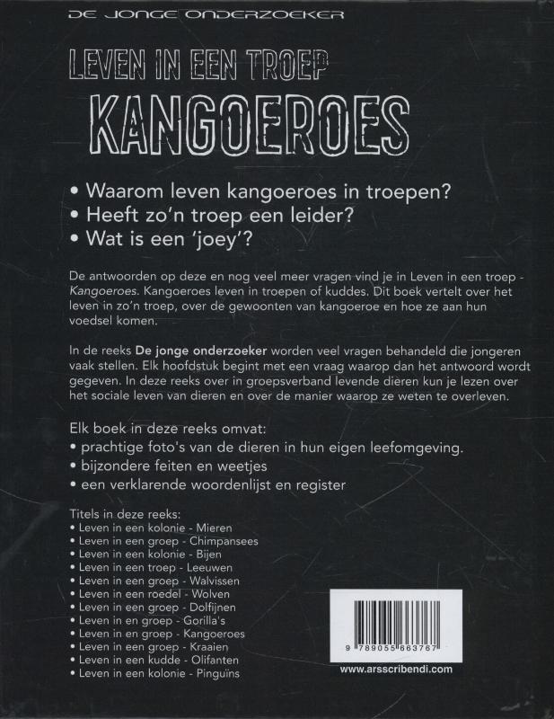 Achterkant van Leven in een troep kangoeroes
