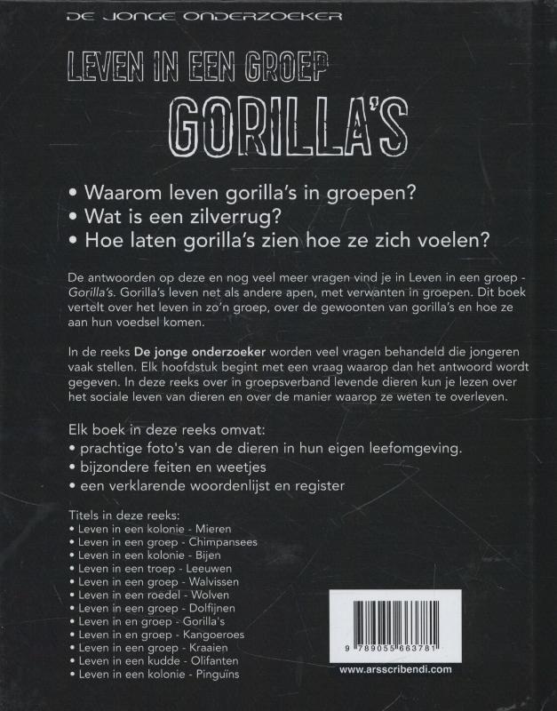 Achterkant van Leven in een groep gorilla's