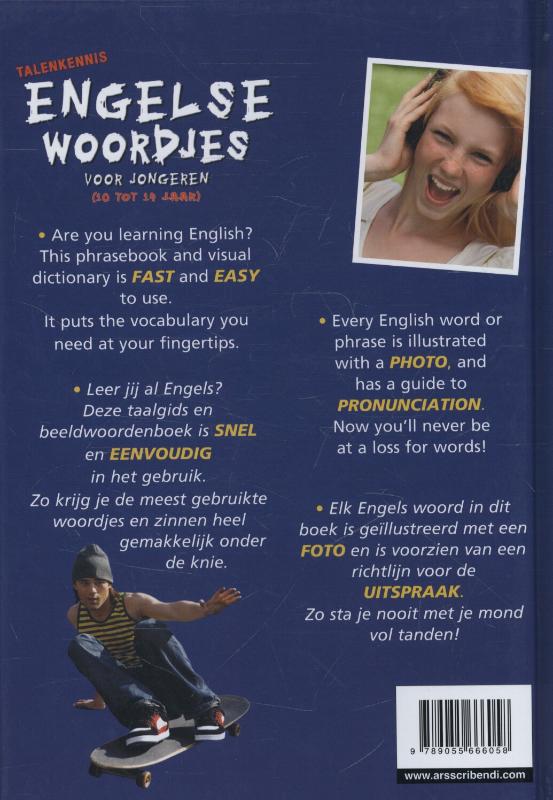 Achterkant van Engelse woordjes voor jongeren