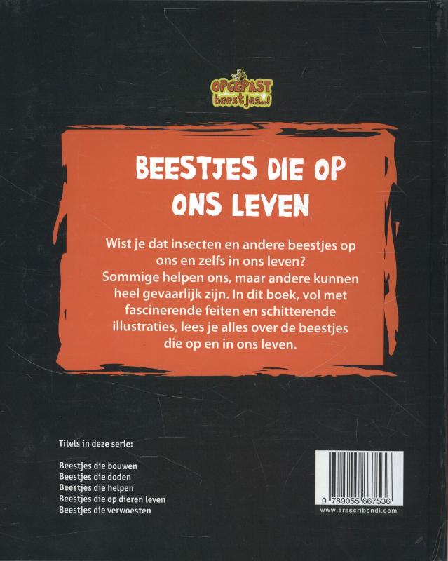 Achterkant van Beestjes die op ons leven