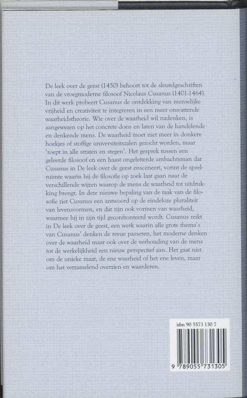 Achterkant van De leek over de geest