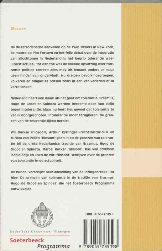 Achterkant van Grenzen aan de tolerantie