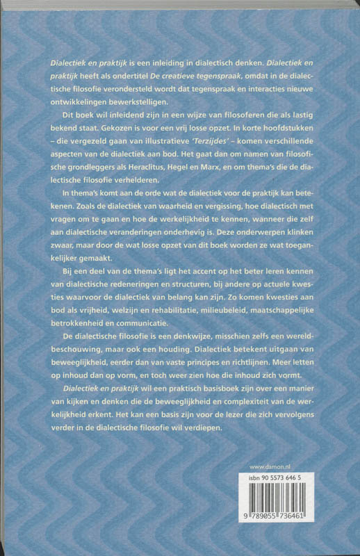 Achterkant van Dialectiek en praktijk