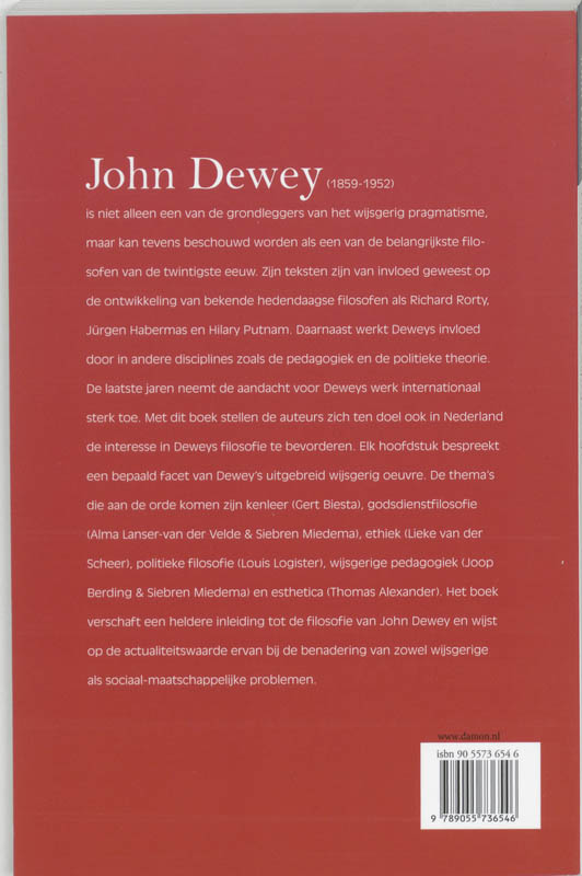 Achterkant van John Dewey, een inleiding tot zijn filosofie