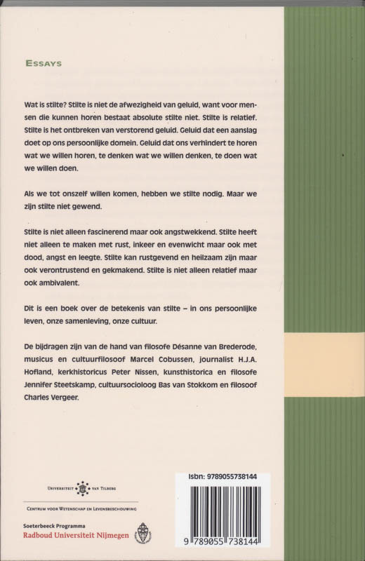 Achterkant van De grote stilte