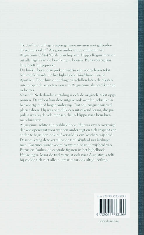 Achterkant van Wijsheid van leerlingen