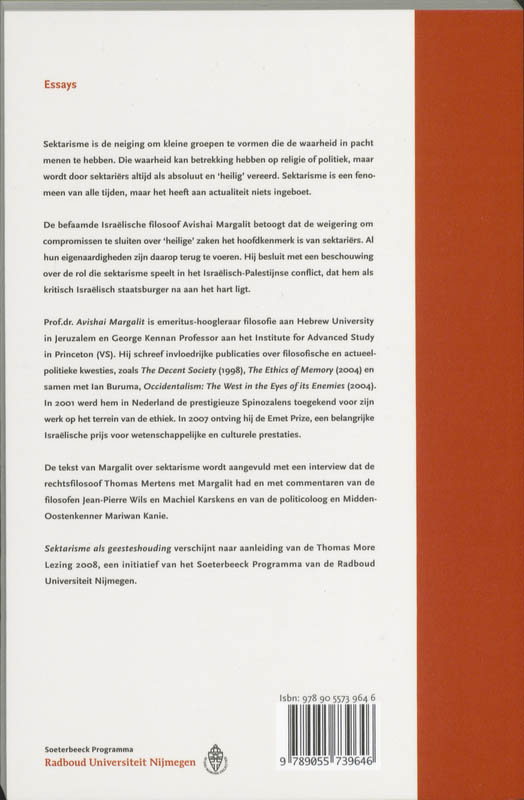 Achterkant van Sektarisme als geesteshouding