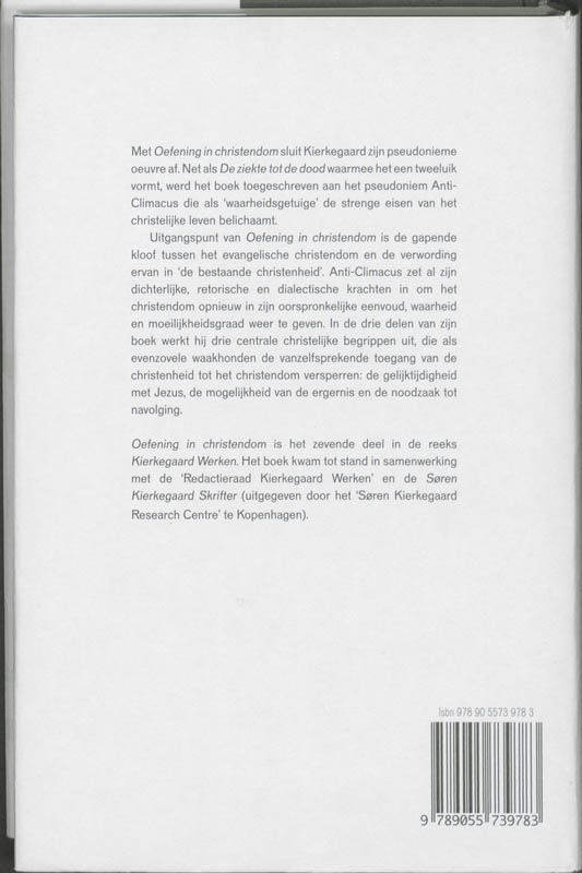 Achterkant van Oefening in christendom