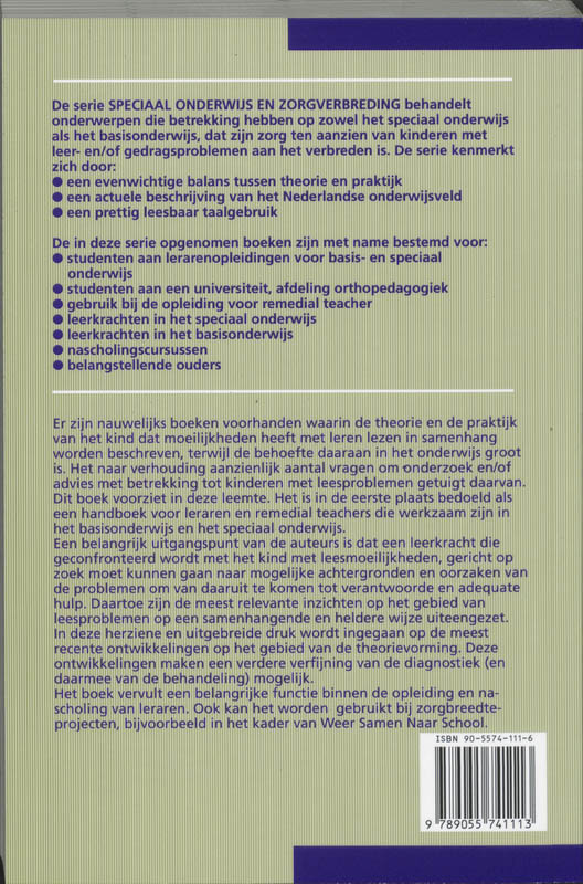 Achterkant van Diagnostiek en behandeling van leesproblemen