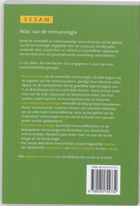 Achterkant van Sesam Atlas van de immunologie
