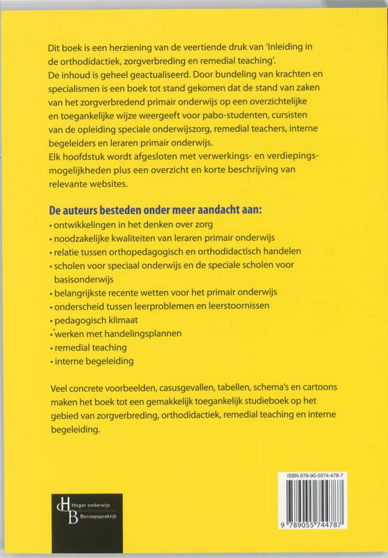 Achterkant van Inleiding in zorgverbreding en orthodidactiek