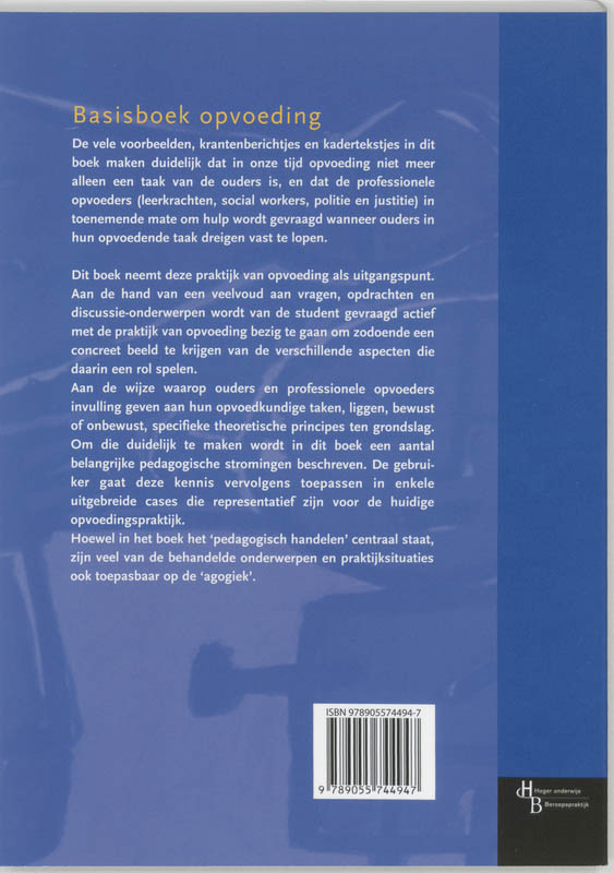 Achterkant van Basisboek opvoeding
