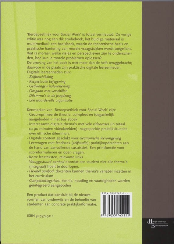 Achterkant van Basisboek beroepsethiek voor social work