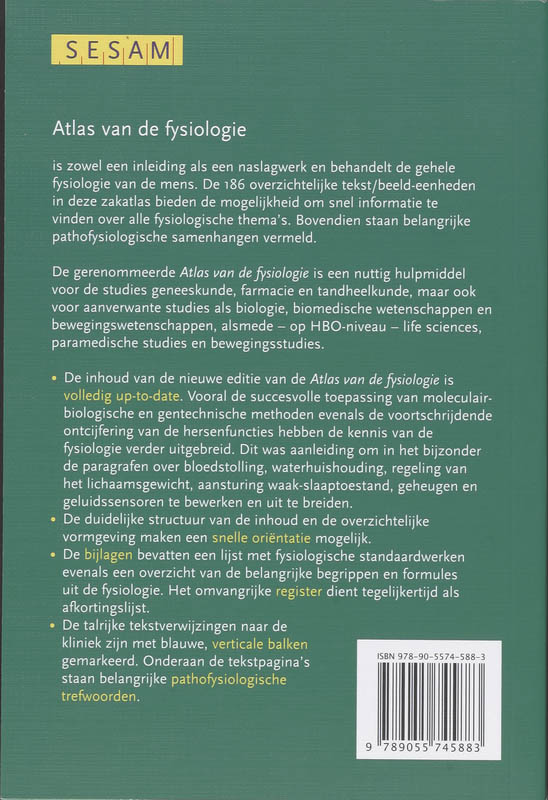 Achterkant van Sesam Atlas van de fysiologie